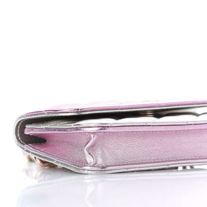 Chanel Gradient Metallic Lambskin Quilted Clutch With Chain Gold Pink 8 of 9