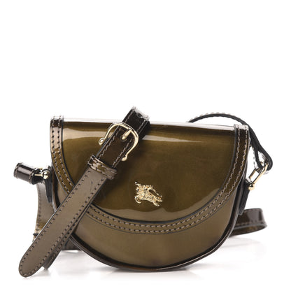 Burberry Patent Calfskin Georgie Mini Crossbody Bag Dark Nickel 1 of 12