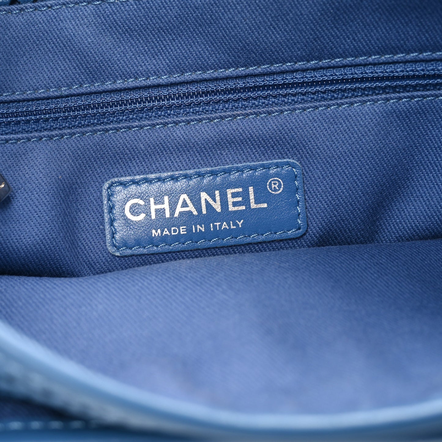 Perforated Calfskin Large Up In The Air Flap Blue