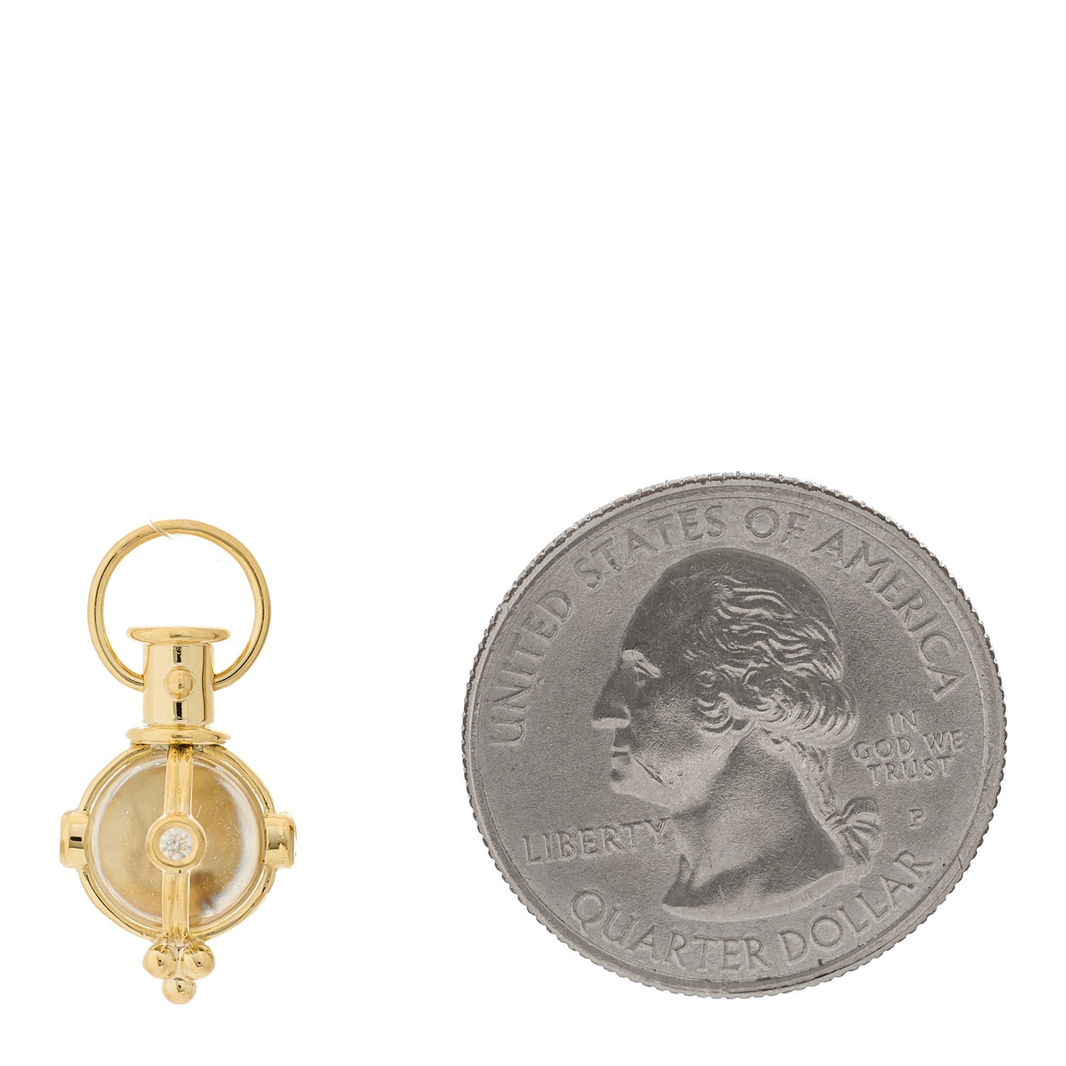 Temple St. Clair 18K Yellow Gold Diamond Rock Crystal XS Classic Round Amulet Pendant 2 of 4