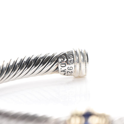David Yurman Sterling Silver 14K Yellow Gold Blue Sapphire 5mm Cable Classics Single Station Bracelet 3 of 5