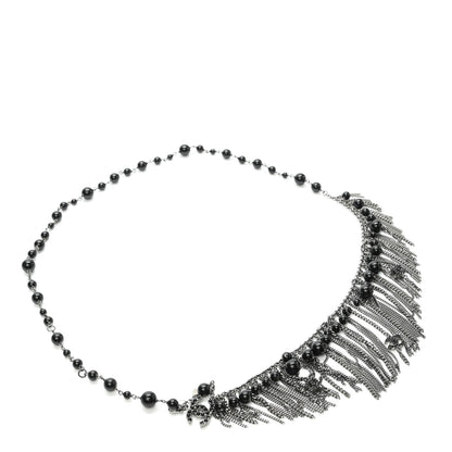 Chanel Metal Fringe Beaded Crystal CC Belt Black Ruthenium 1 of 4
