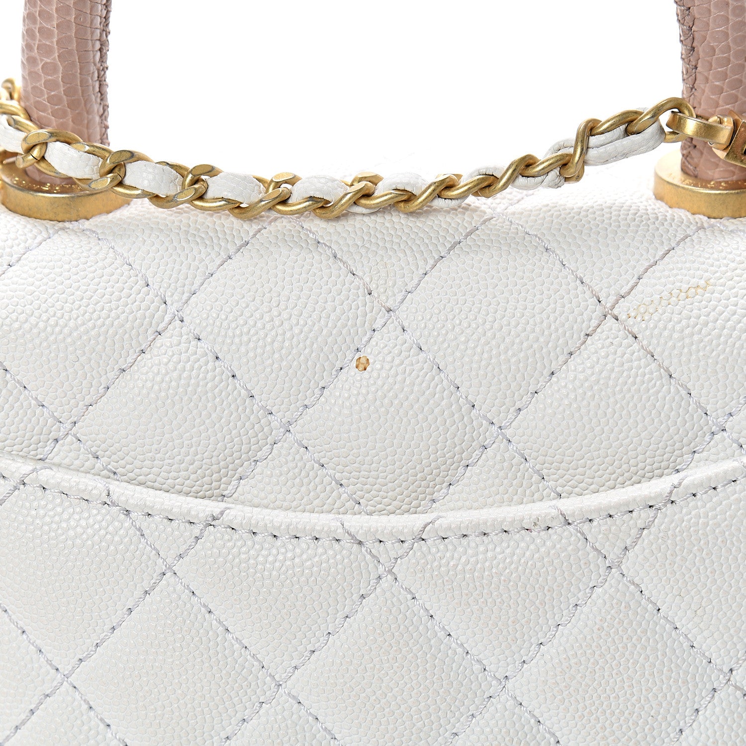 Chanel Caviar Lizard Quilted Mini Coco Handle Flap White 14 of 15