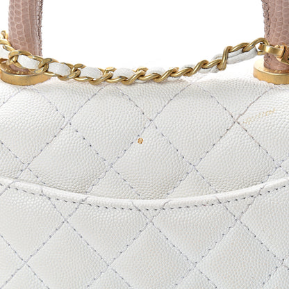 Chanel Caviar Lizard Quilted Mini Coco Handle Flap White 14 of 15