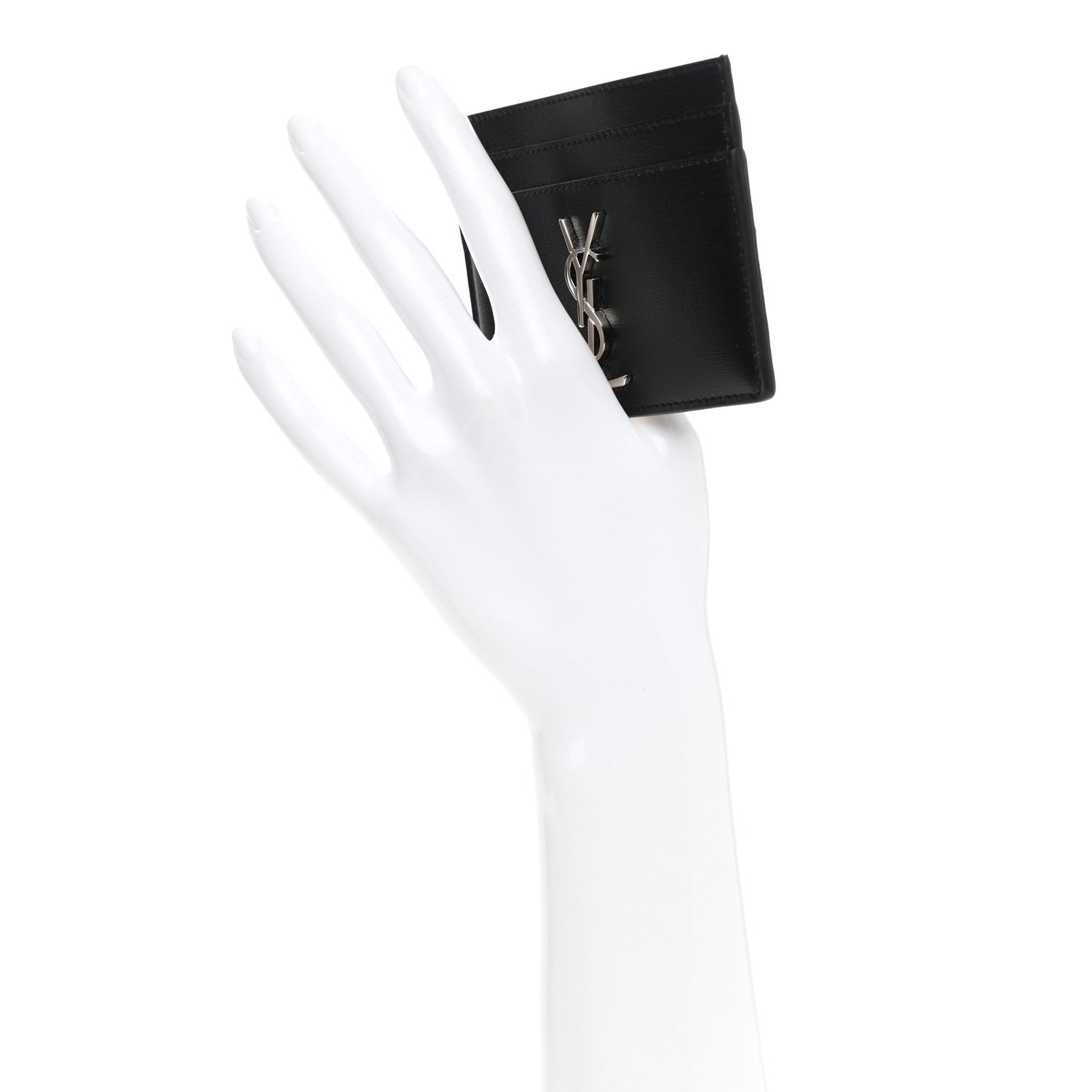 Saint Laurent Calfskin Monogram Credit Card Case Black 2 of 8