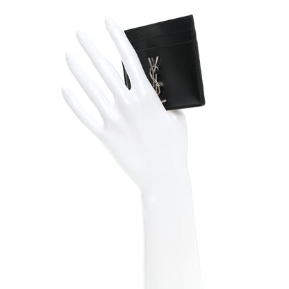 Saint Laurent Calfskin Monogram Credit Card Case Black 2 of 8
