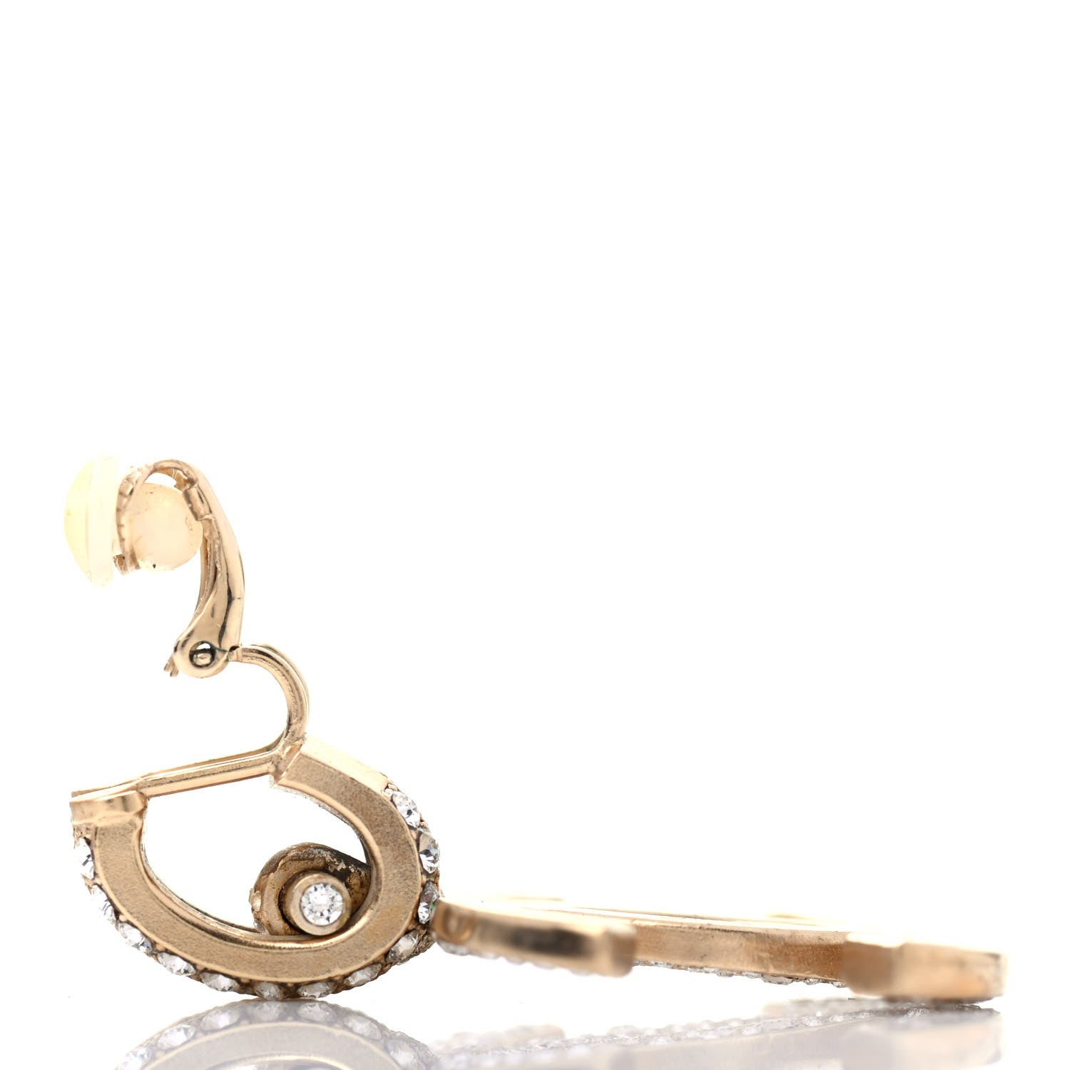 Chanel Crystal CC Clip On Earring Gold 3 of 5
