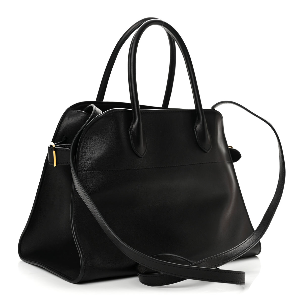 The Row Polished Saddle Calfskin Soft Margaux 12 Black 3 of 9