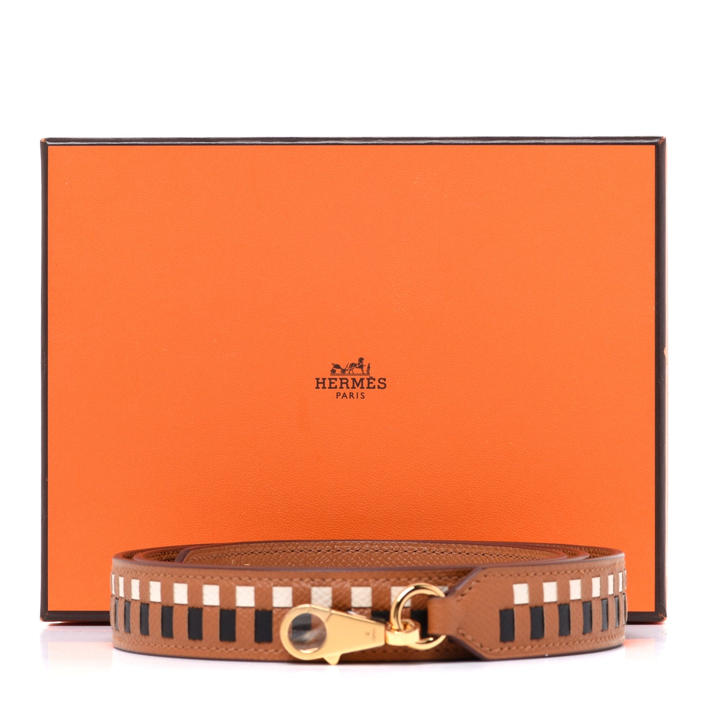 Epsom 25mm Tressage Shoulder Strap Black Craie Gold