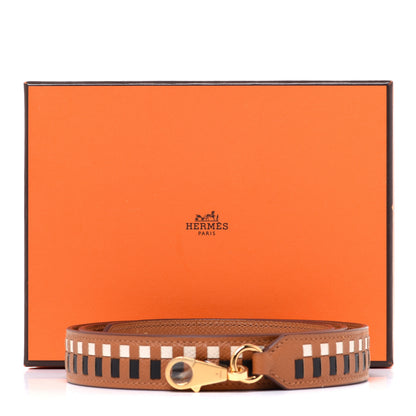 Hermes Epsom 25mm Tressage Shoulder Strap Black Craie Gold 6 of 6