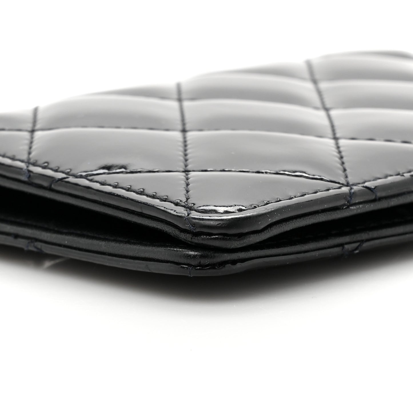 Patent Quilted Card Holder Wallet Black