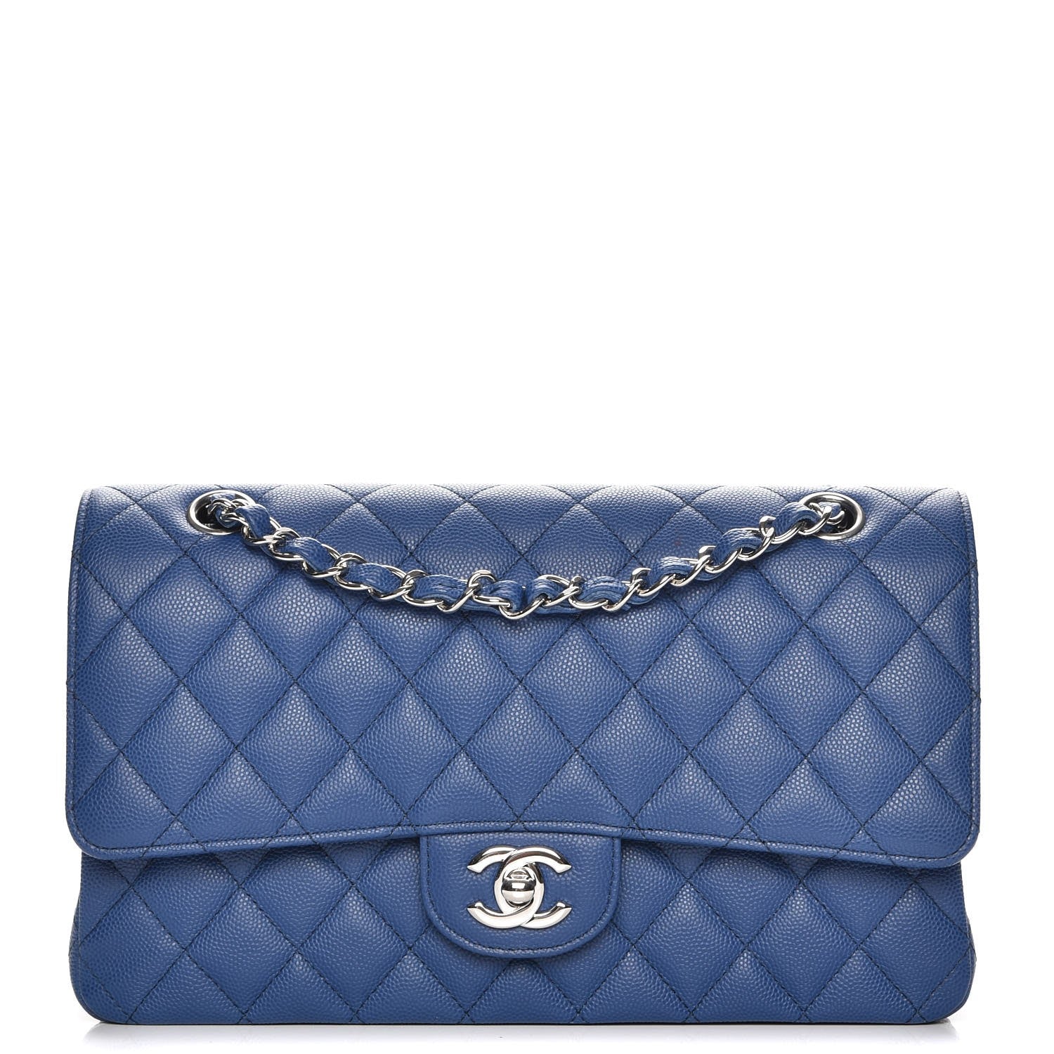 Chanel Caviar Quilted Medium Double Flap Dark Blue 1 of 11
