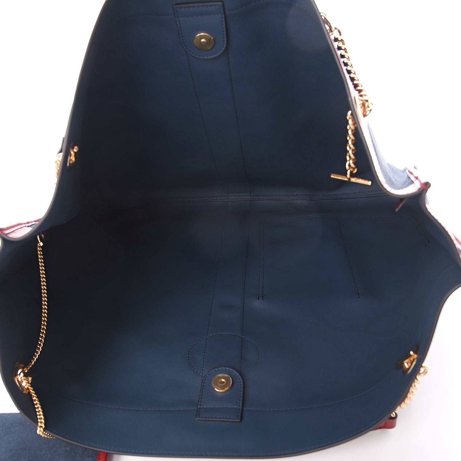 Gucci Suede Calfskin Maxi Rajah Chain Tote New Blue Romantic Cherry 4 of 8