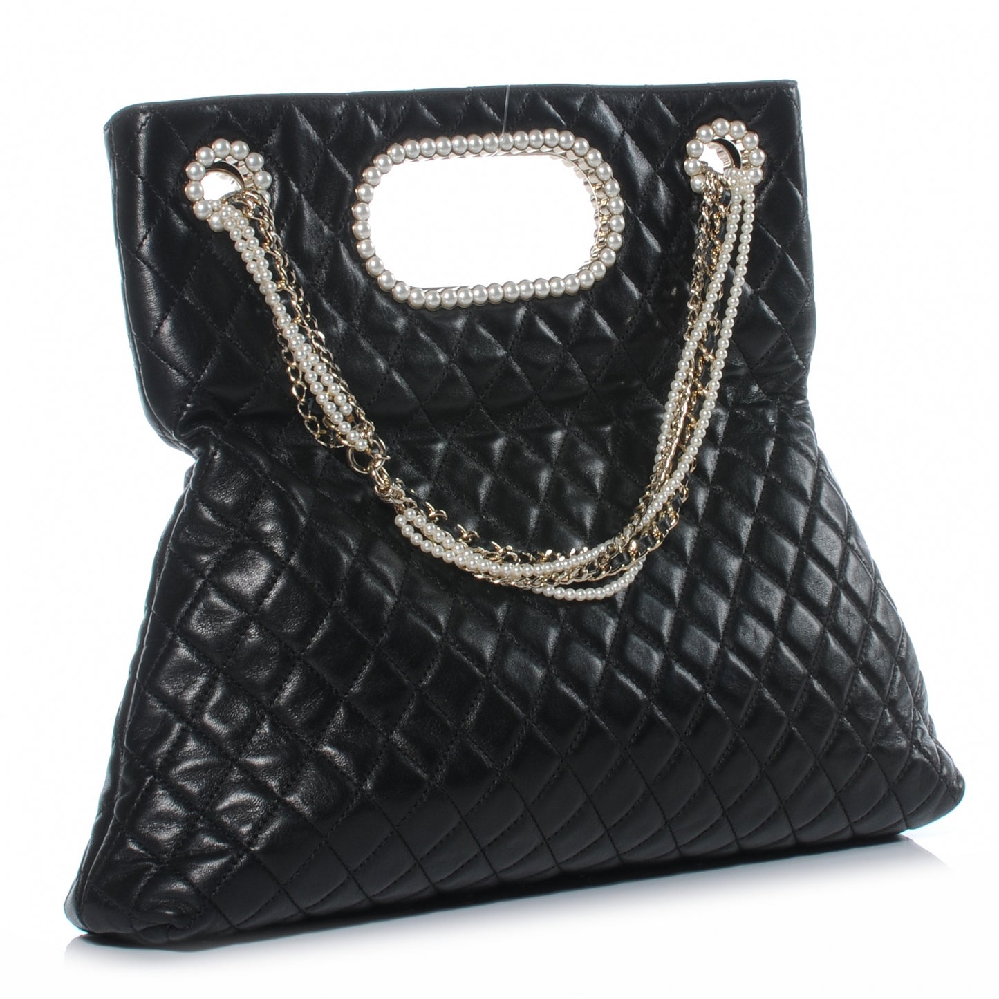 Lambskin Westminster Pearls Convertible Tote Black