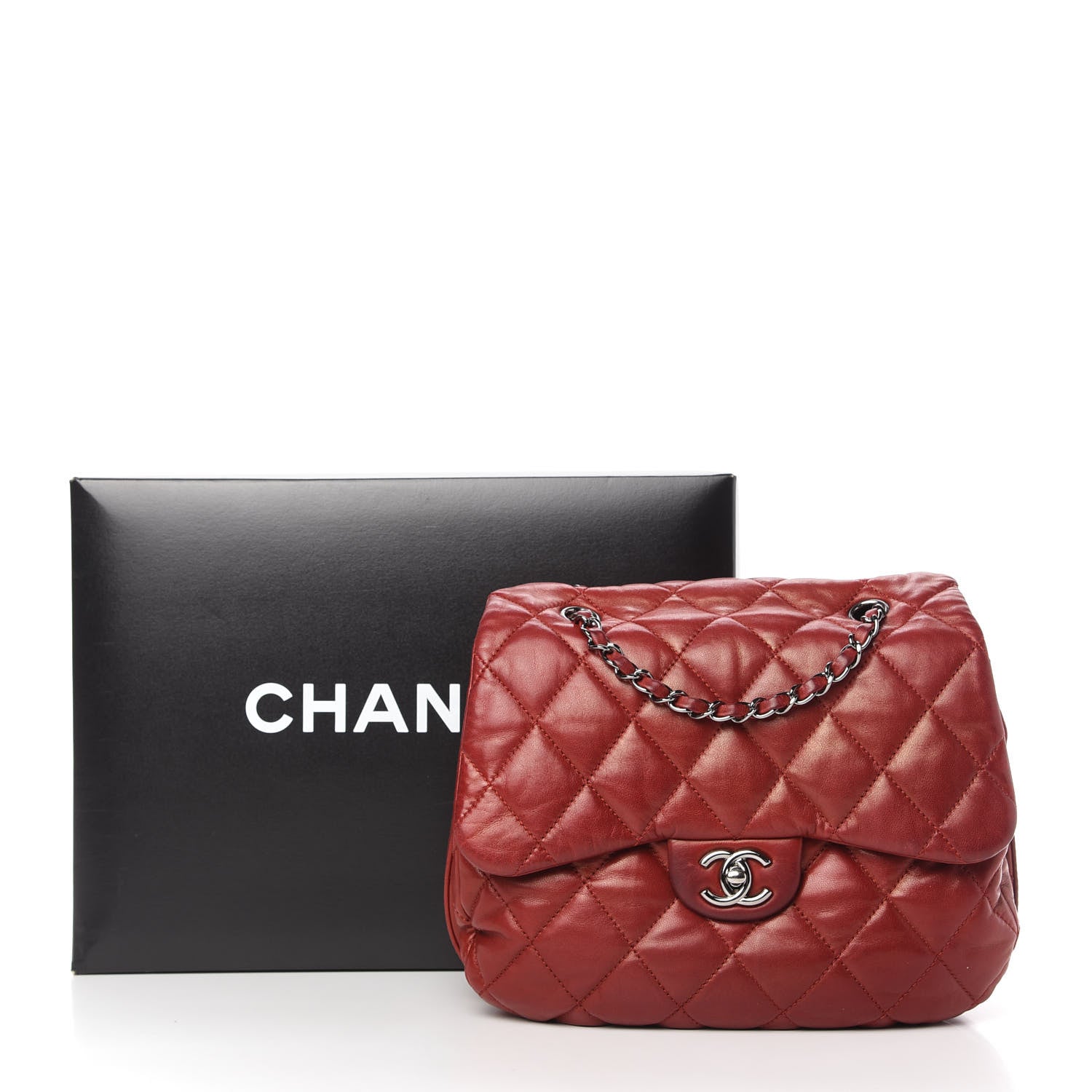 Chanel Lambskin Quilted Large Chanel 3 Flap Rouge Fonce 11 of 11