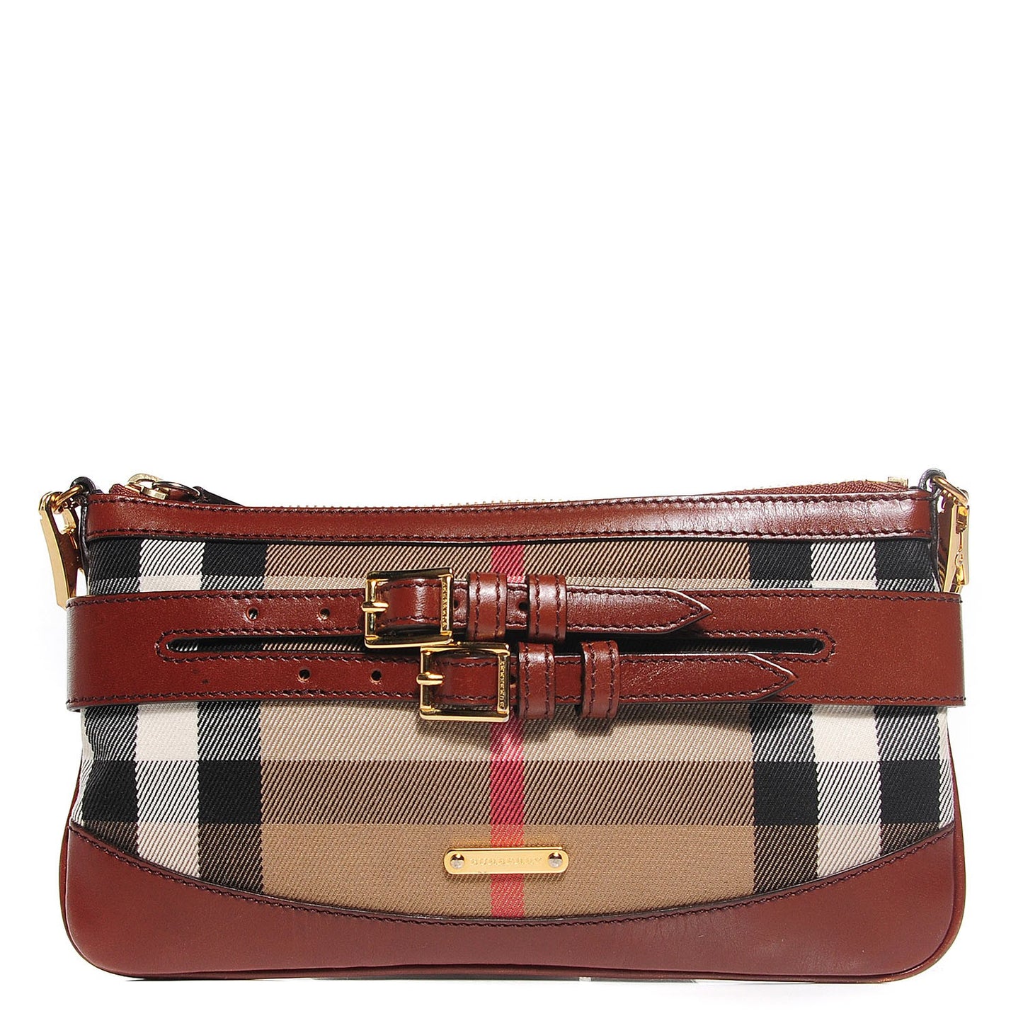 House Check Bridle Calfskin Peyton Crossbody Tan