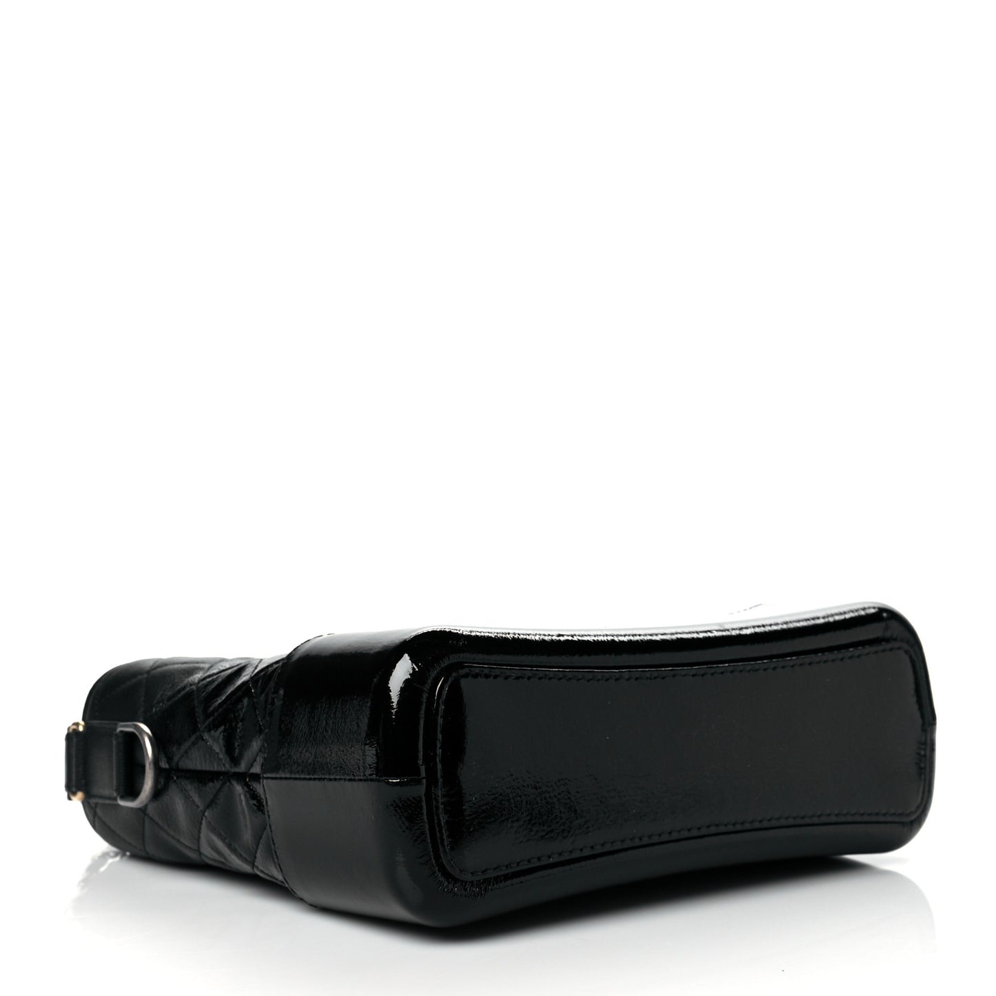 Patent Goatskin Quilted Medium Gabrielle Hobo Black