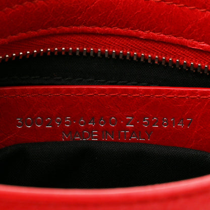 Balenciaga Agneau Classic Silver Hardware Mini City Logo Strap Red Black 8 of 14