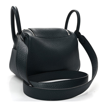 Hermes Taurillon Clemence Mini Lindy 20  Vert Cypress 3 of 10