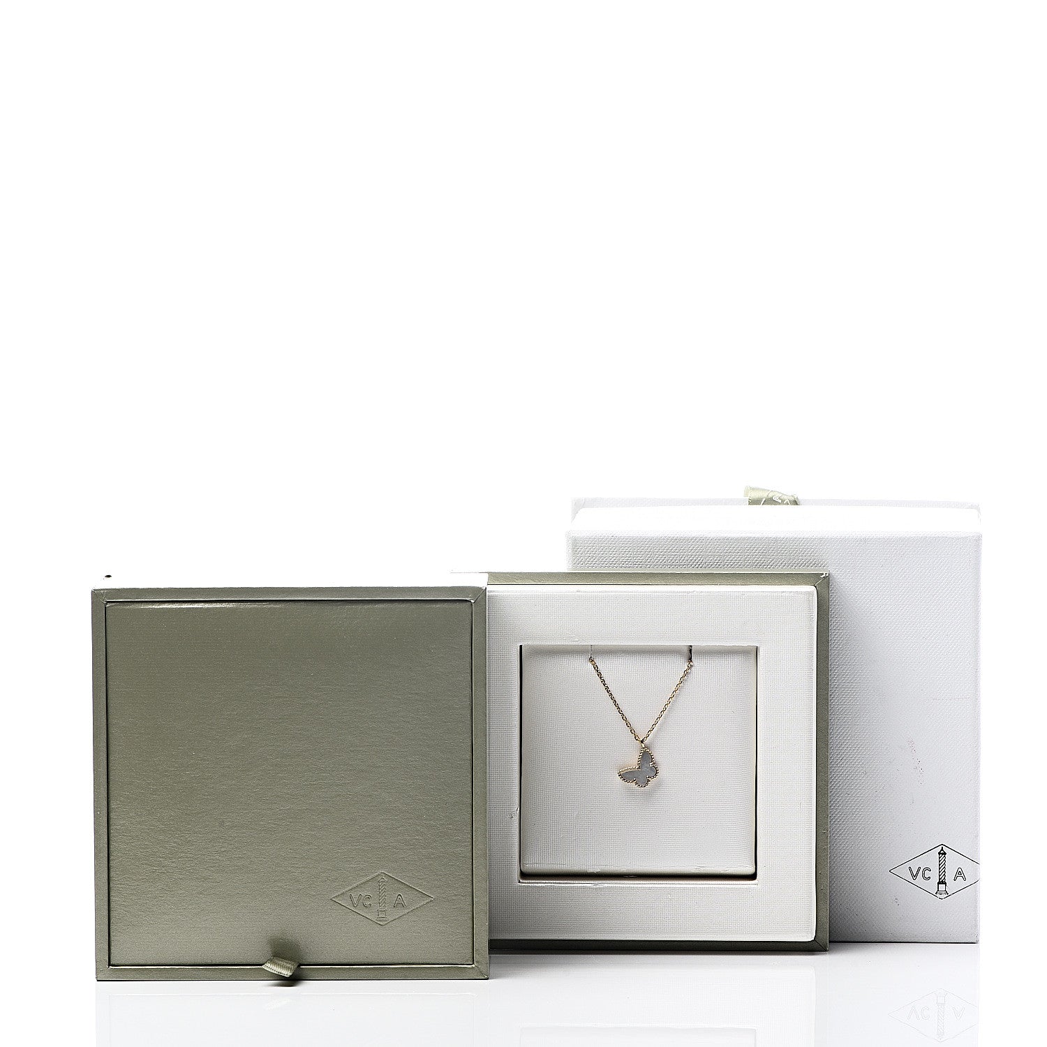 Van Cleef & Arpels 18K Yellow Gold Mother of Pearl Sweet Alhambra Butterfly Pendant Necklace 8 of 8
