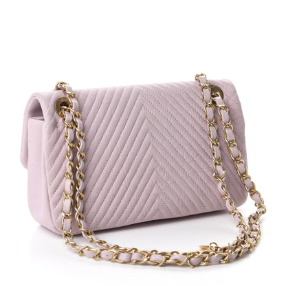 Chanel Calfskin Surpique Chevron Small Flap Pink 3 of 10