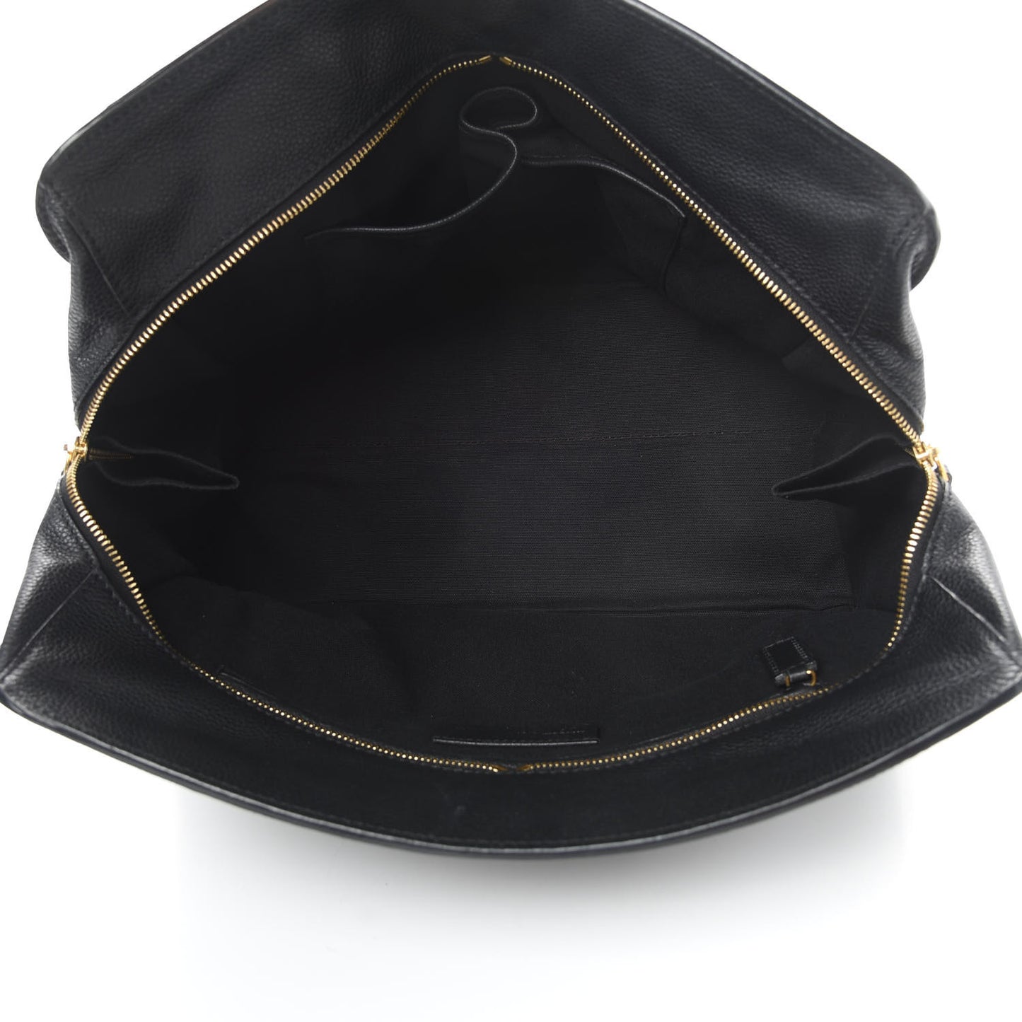 Pebbled Calfskin Large Skull Padlock Zip Around Tote Black