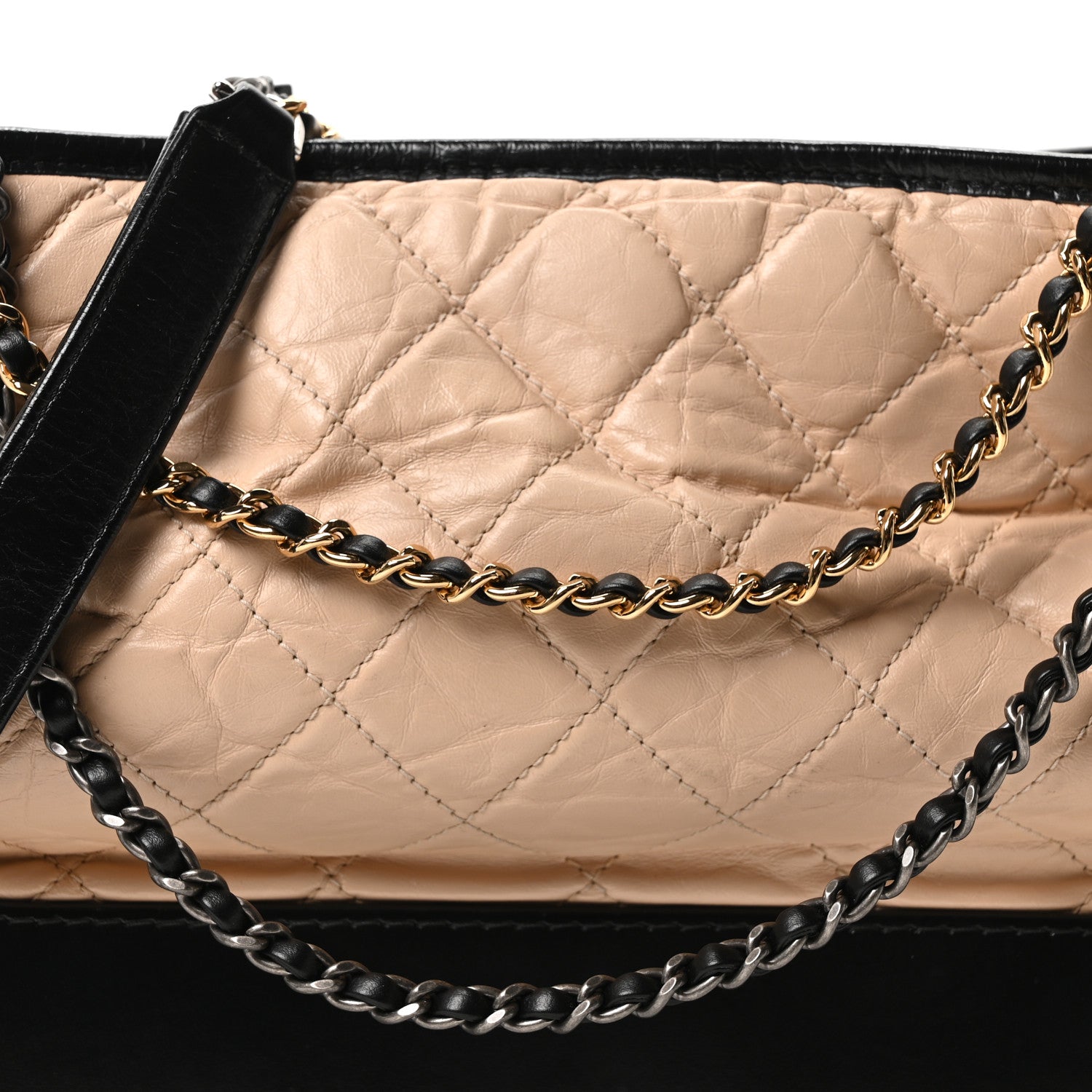 Chanel Aged Calfskin Quilted Medium Gabrielle Hobo Beige Black 8 of 10