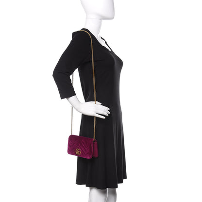 Gucci Velvet Matelasse GG Marmont Mini Bag Fuchsia Violet Cyclamen 2 of 10