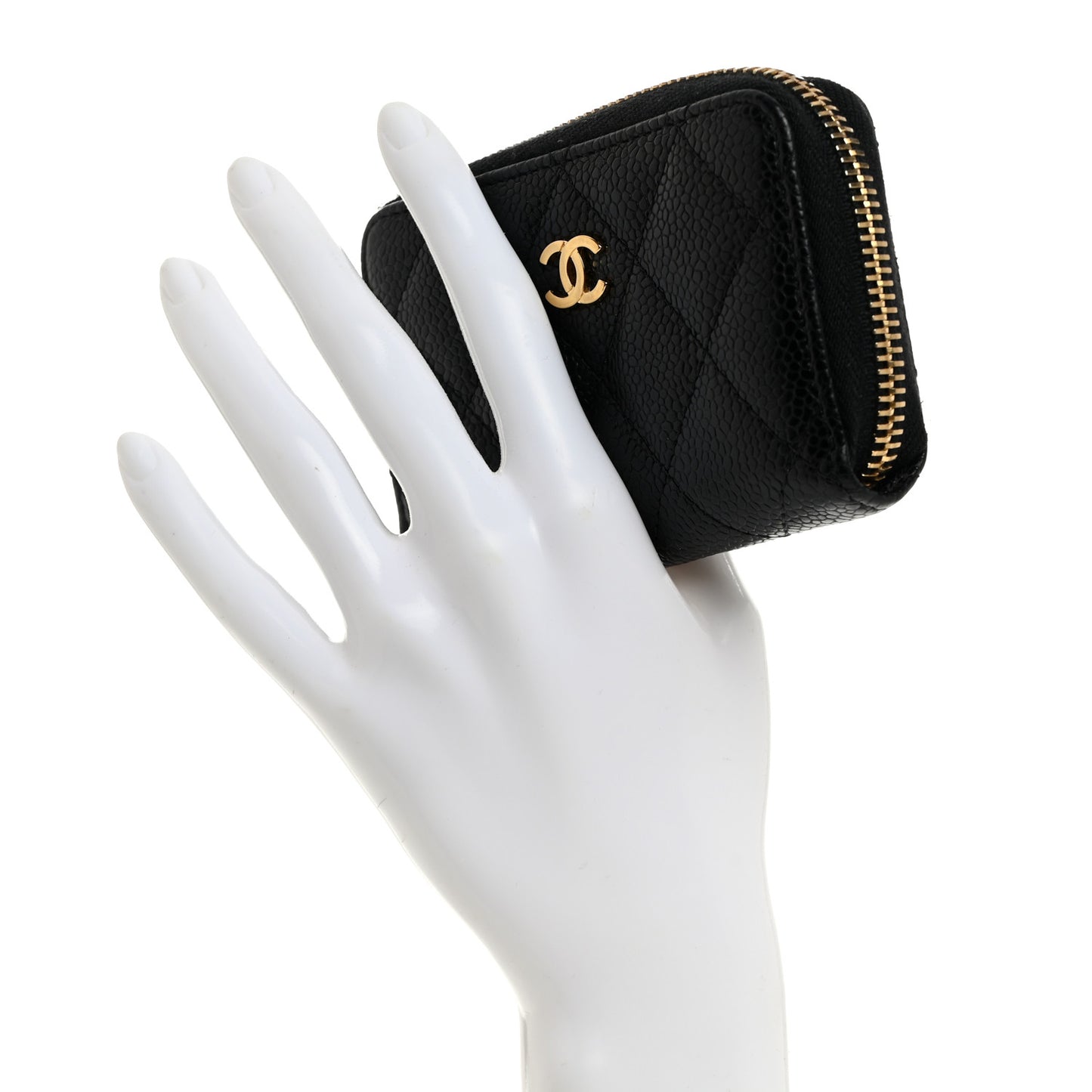 Caviar Quilted Zip Coin Purse Black