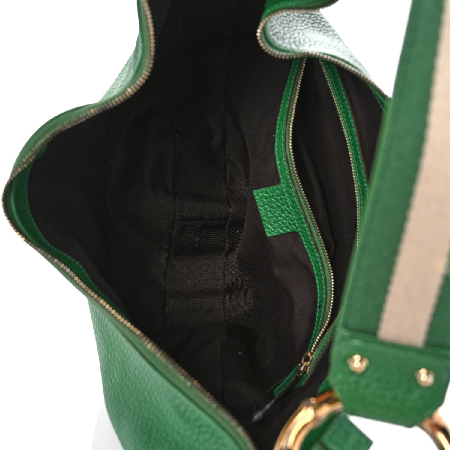 Gucci Calfskin Half Moon Bamboo Ring Hobo Green 5 of 12