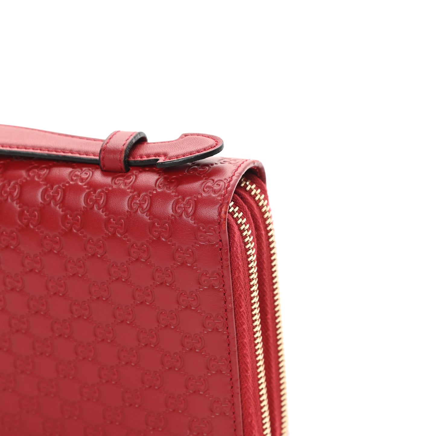 Microguccissima Zip Around Top Handle Travel Wallet Red