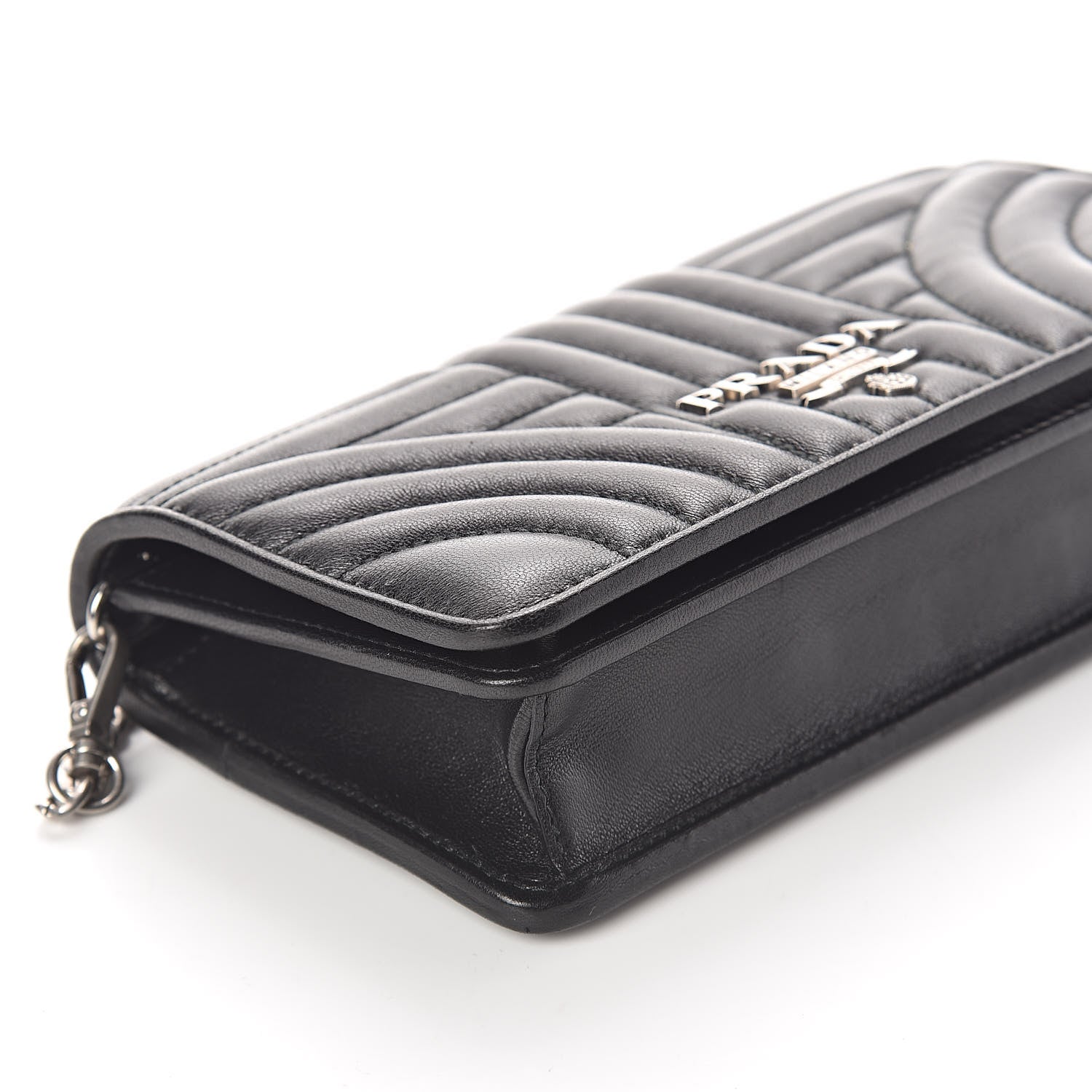 Prada Soft Calf Quilted Diagramme Chain Wallet Black 7 of 9