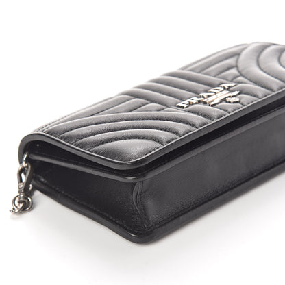 Prada Soft Calf Quilted Diagramme Chain Wallet Black 7 of 9