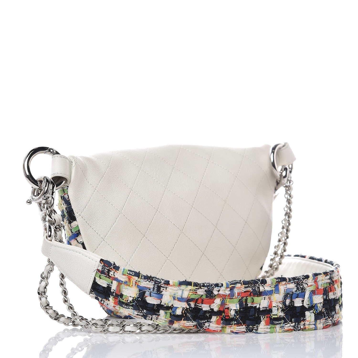Chanel Lambskin Tweed Waist Bag Ecru Red Blue 4 of 10