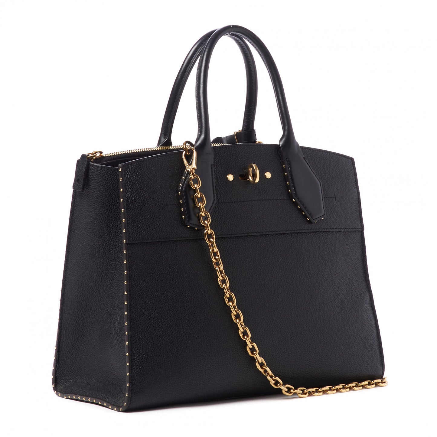 Calfskin Studded City Steamer MM Black