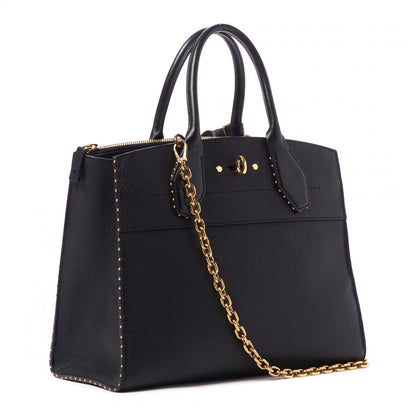 Louis Vuitton Calfskin Studded City Steamer MM Black 3 of 8