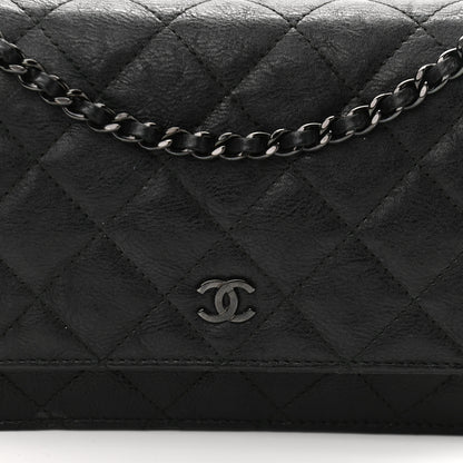 Chanel Crumpled Calfskin Quilted Wallet On Chain WOC So Black 9 of 12