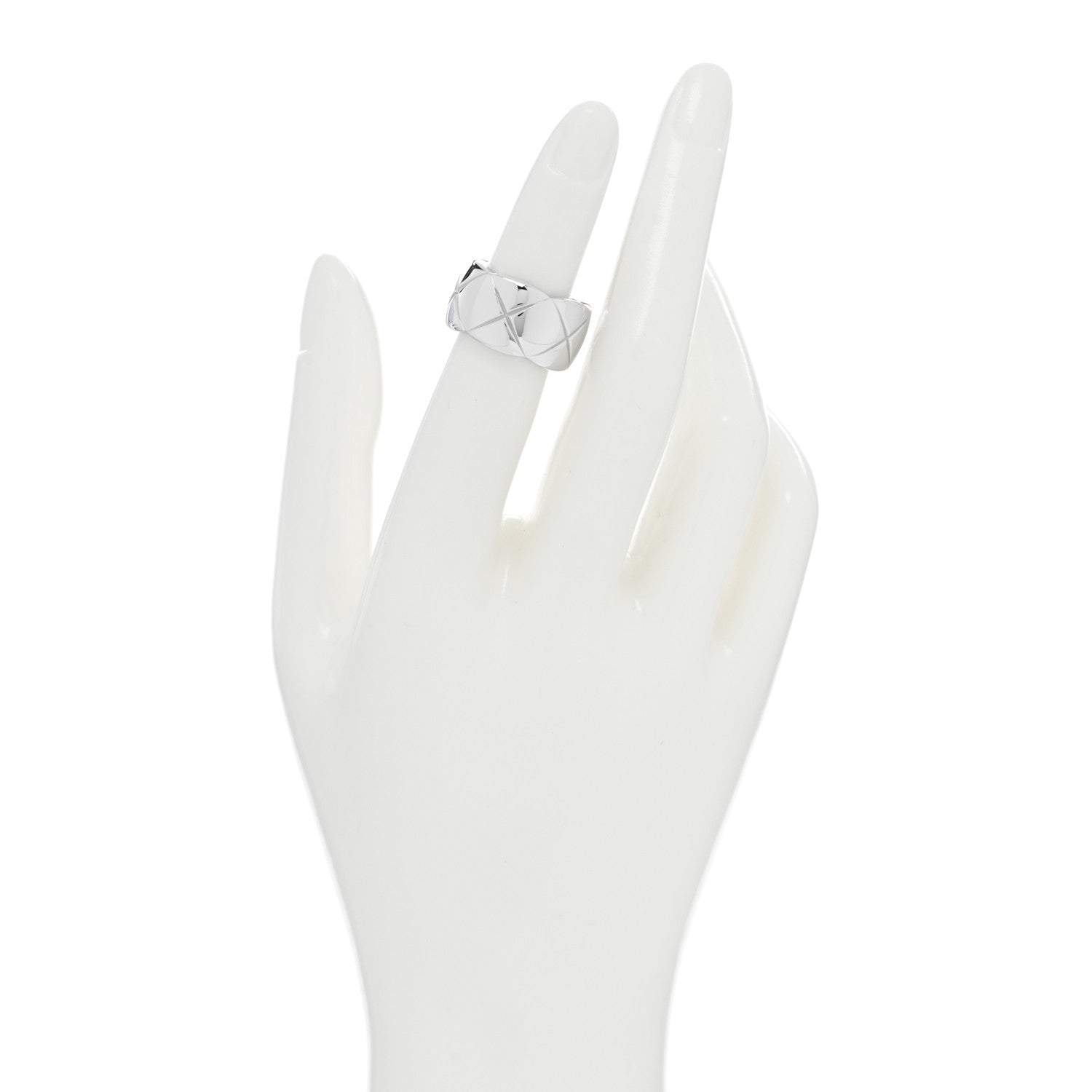 Chanel 18K White Gold Large Coco Crush Ring 48 4.5 2 of 4