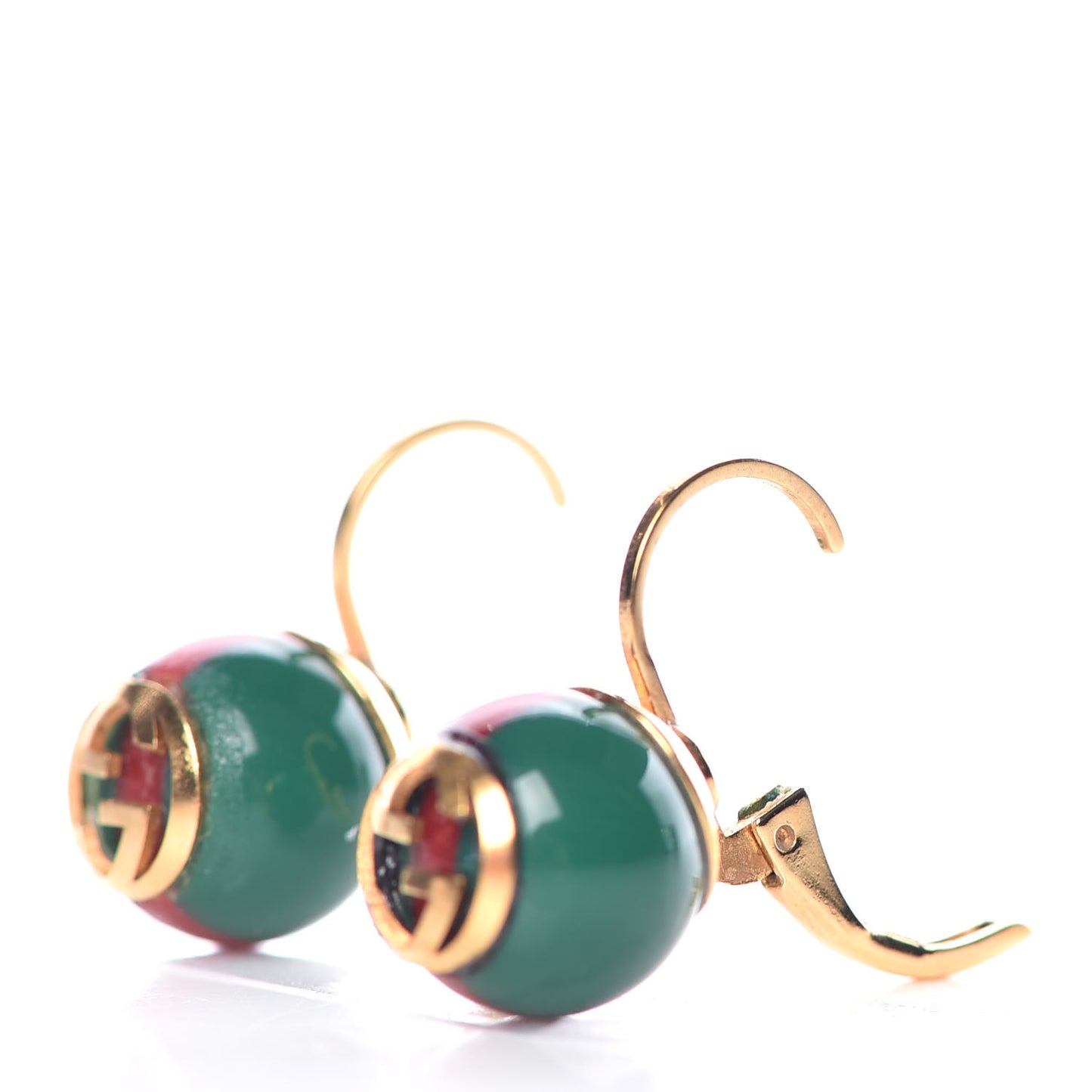 Resin Web Earrings Red Green Gold