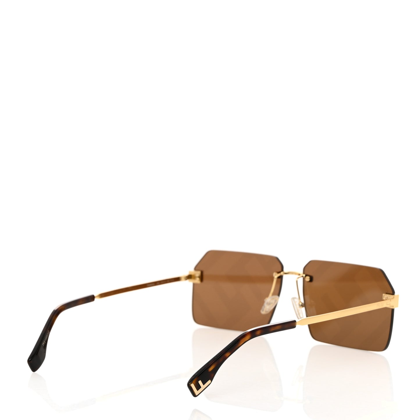 Metal Sky Rectangular Sunglasses FE40043U Gold Brown