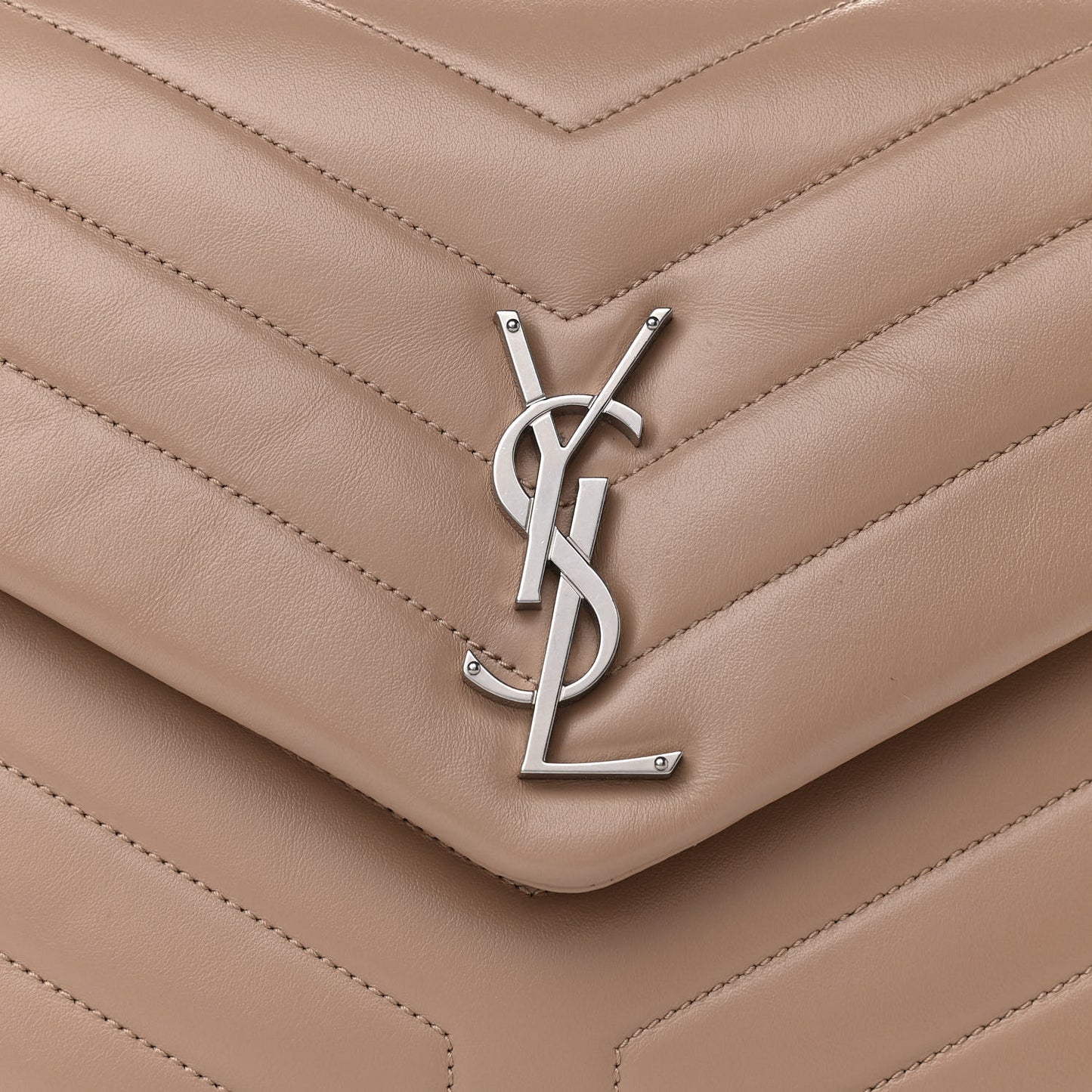 Calfskin Y Quilted Monogram Medium Loulou Chain Satchel Dark Beige