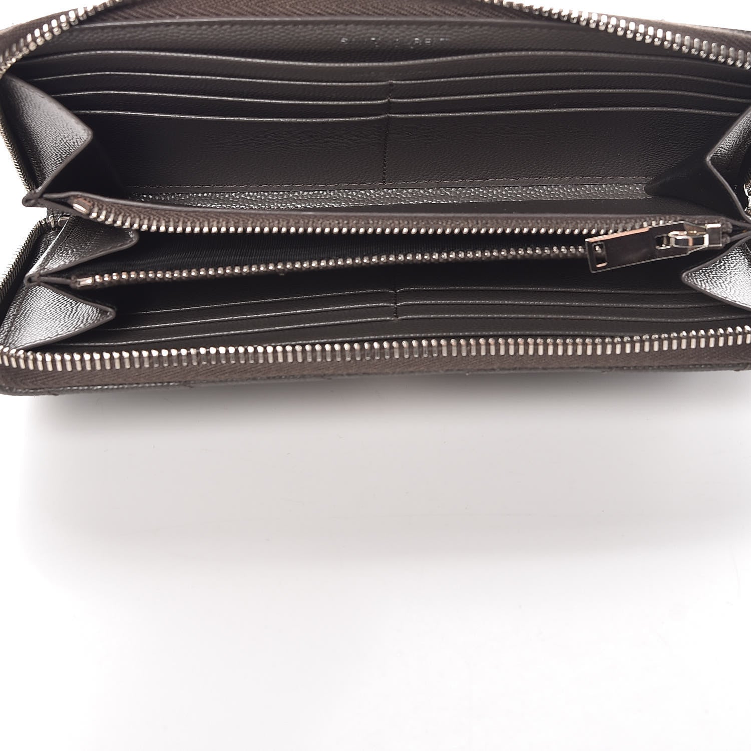 Saint Laurent Grain De Poudre Matelasse Chevron Monogram Zip Around Wallet Earth 5 of 7