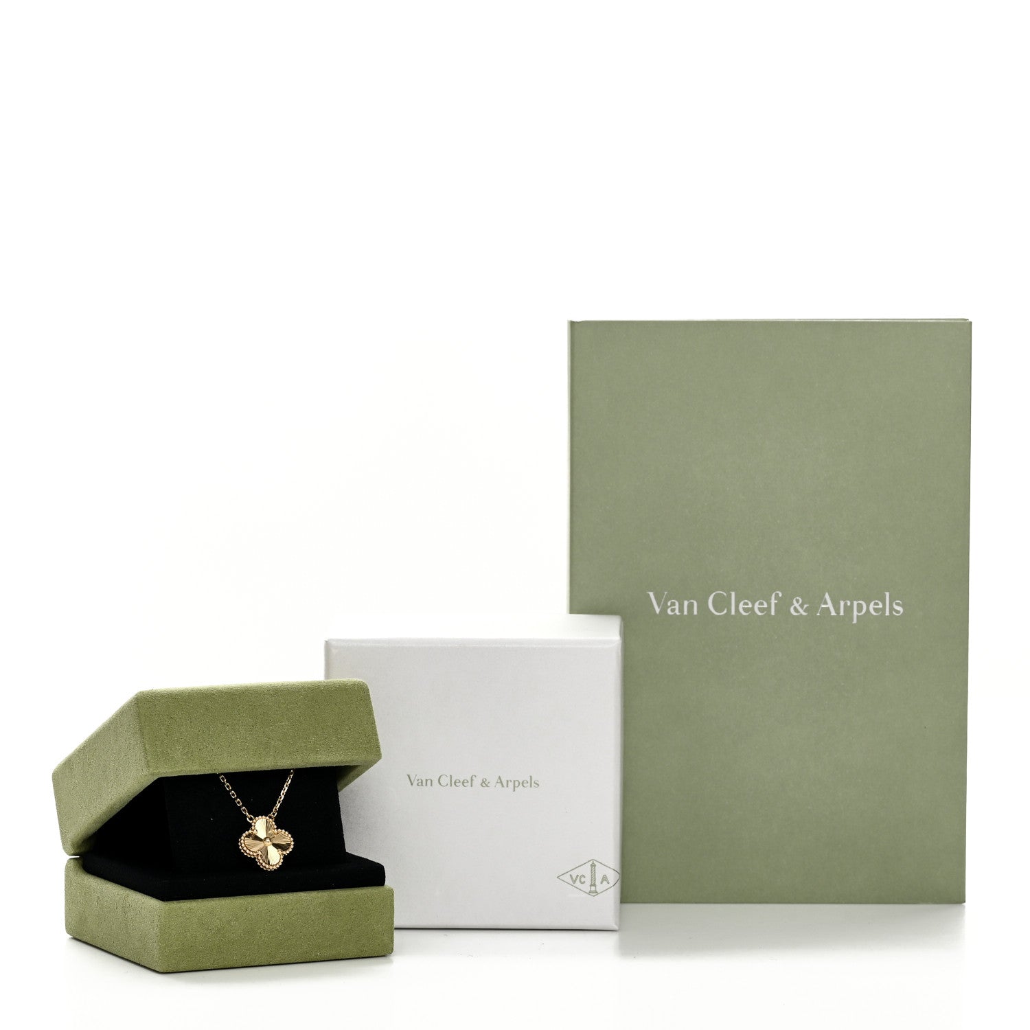 Van Cleef & Arpels 18K Yellow Gold Guilloche Vintage Alhambra Pendant Necklace 6 of 6