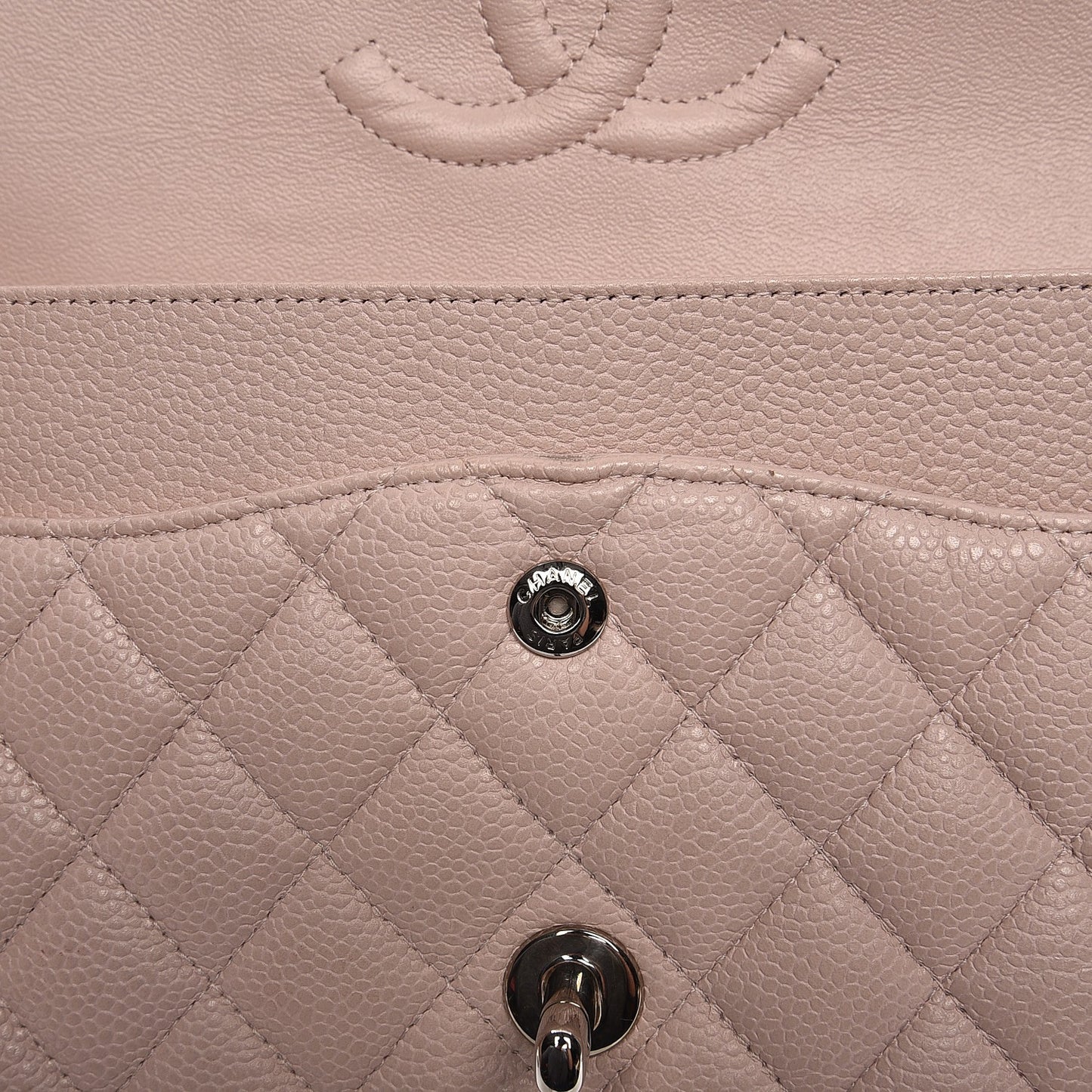 Caviar Quilted Medium Double Flap Pink