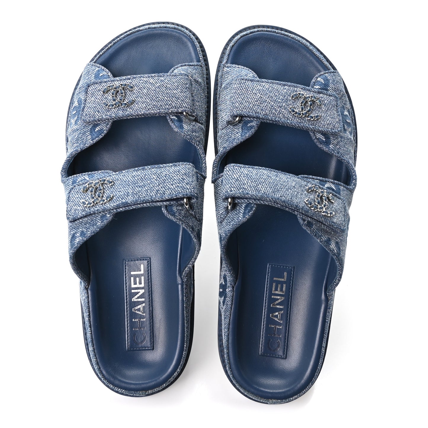 Denim CC Velcro Dad Chain CC Slide Sandals 39 Blue