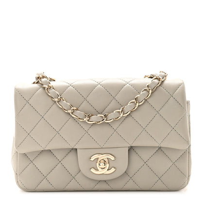 Chanel Lambskin Quilted Mini Rectangular Flap Grey 1 of 10