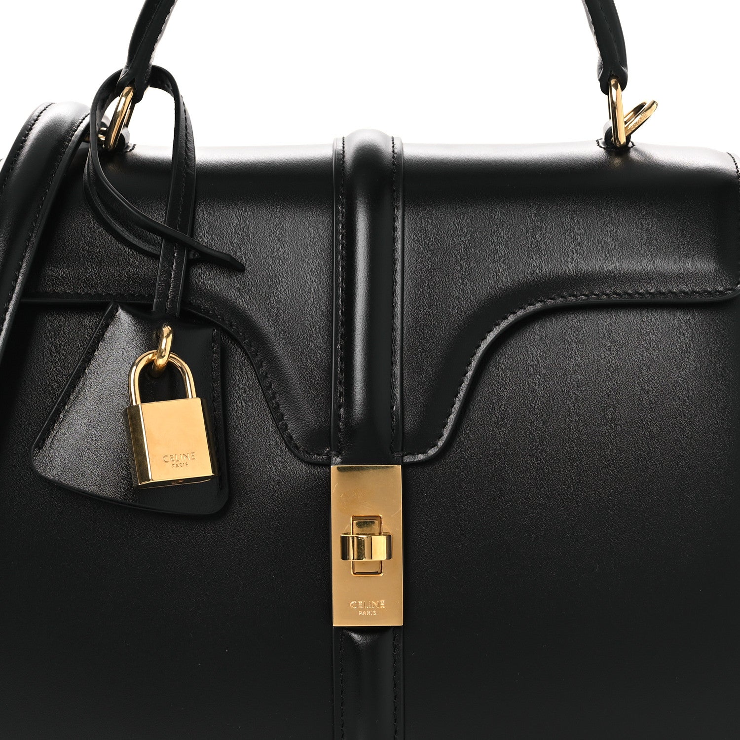 Celine Satinated Calfskin Small 16 Top Handle Bag Black 11 of 15