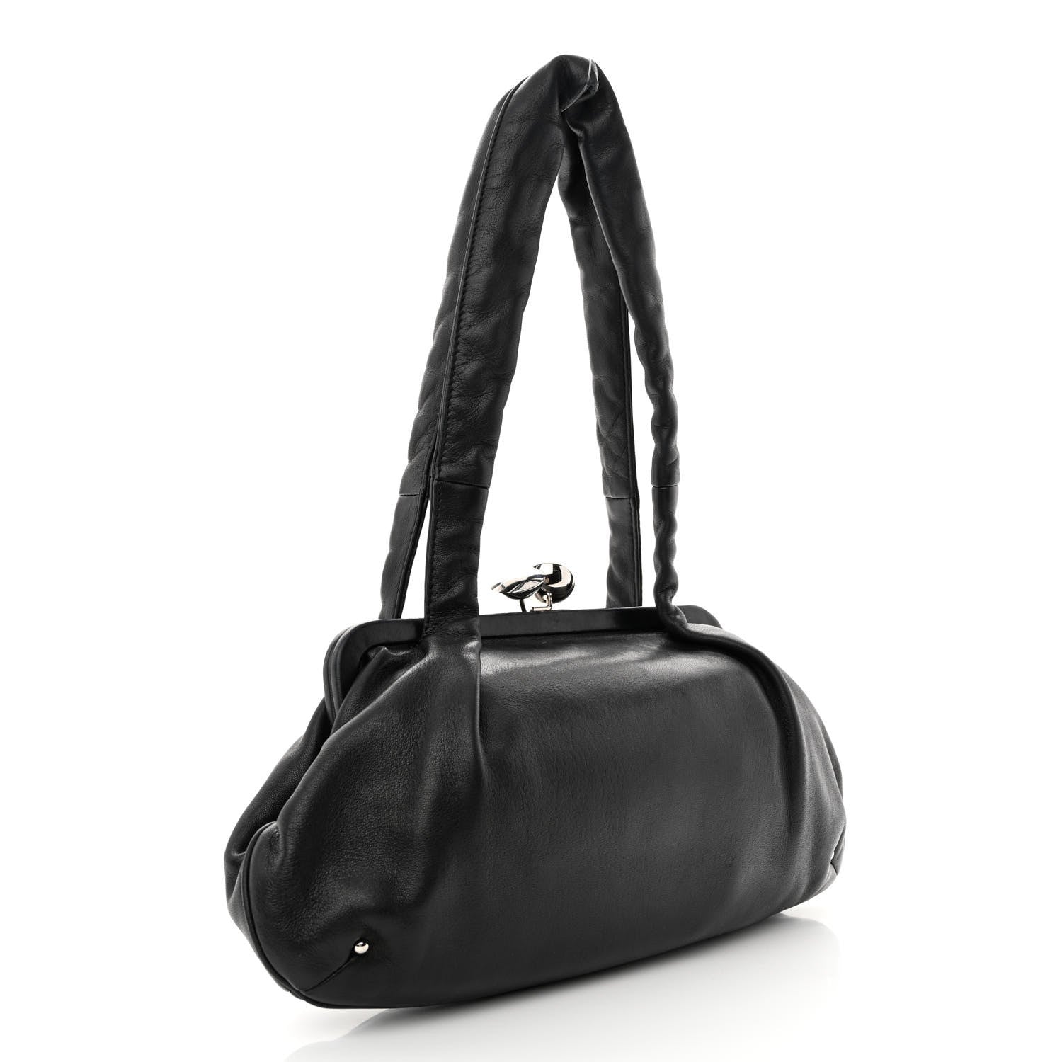Chanel Lambskin Kiss Lock Frame Bag Black 3 of 10
