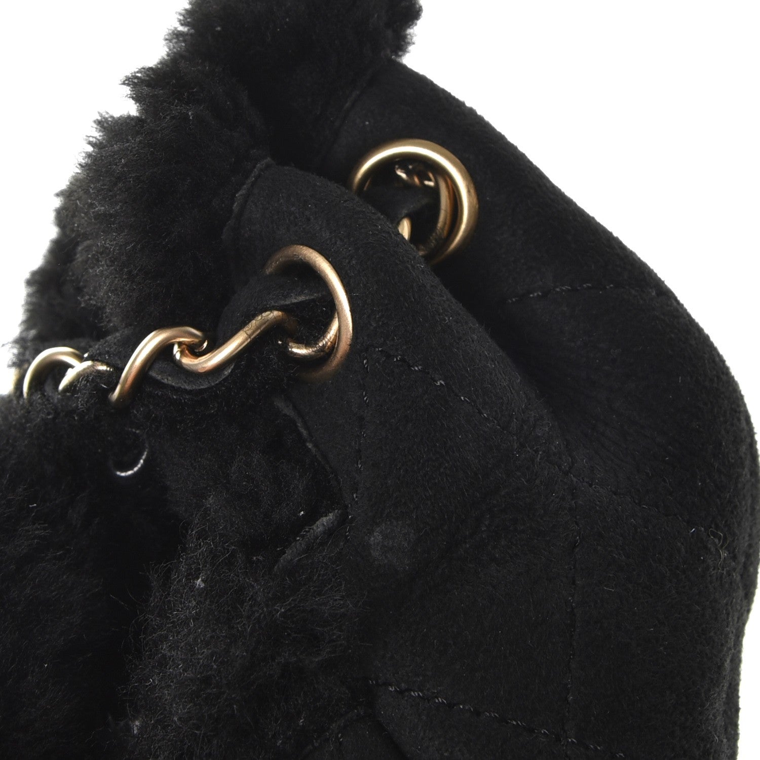 Chanel Shearling Suede Quilted Fur Flap Black 10 of 10