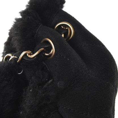 Chanel Shearling Suede Quilted Fur Flap Black 10 of 10